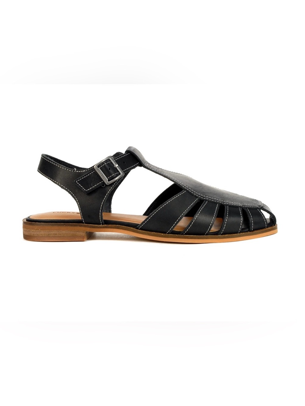 Lucky Brand Women’s Black Leather Fisherman Sandals with Buckle Size 6M